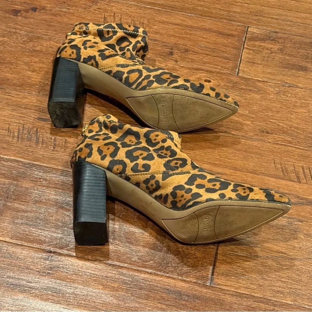 Size 9 Leopard Print Block Heel Ankle Boots